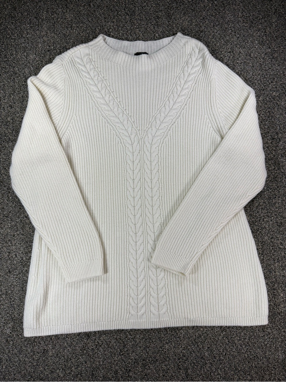 Talbots Cream Cable-Front Crewneck Sweater
